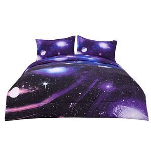 Twin 3 Pieces Galaxy Comforter Set All-Season for Kids Bedroom, Purple